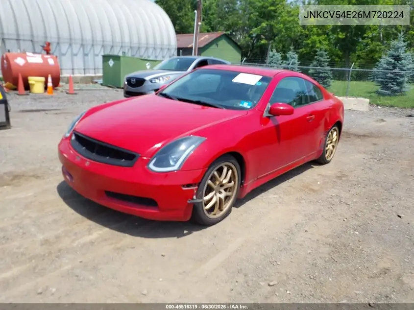 2006 Infiniti G35 VIN: JNKCV54E26M720224 Lot: 45516319