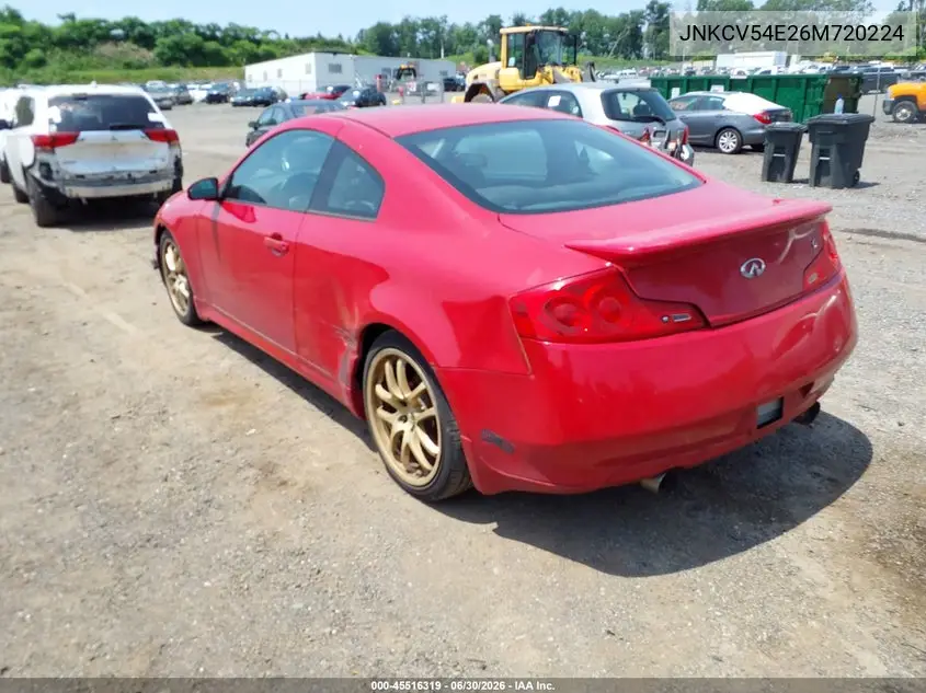 2006 Infiniti G35 VIN: JNKCV54E26M720224 Lot: 45516319