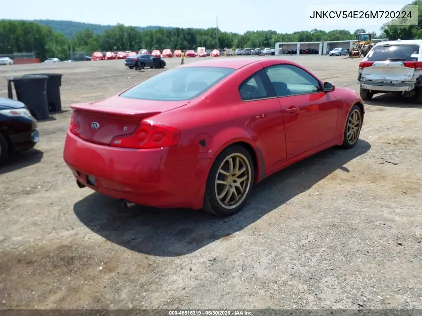 2006 Infiniti G35 VIN: JNKCV54E26M720224 Lot: 45516319