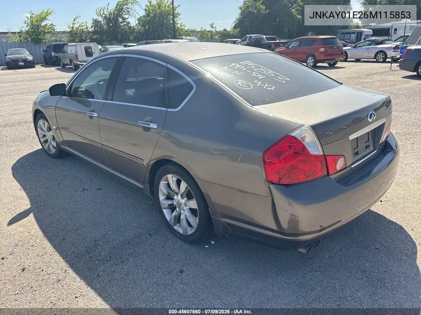 2006 Infiniti M35 VIN: JNKAY01E26M115853 Lot: 45607660