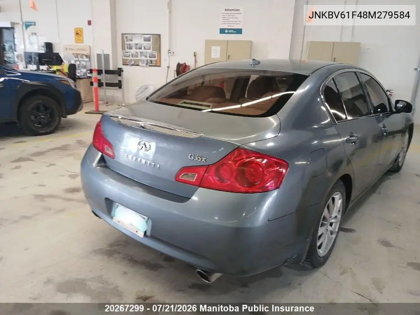 2008 Infiniti G35X Luxury VIN: JNKBV61F48M279584 Lot: 20267299