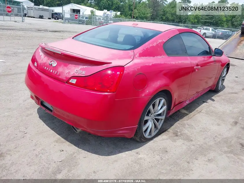 2008 Infiniti G37 Journey VIN: JNKCV64E08M123520 Lot: 45613178