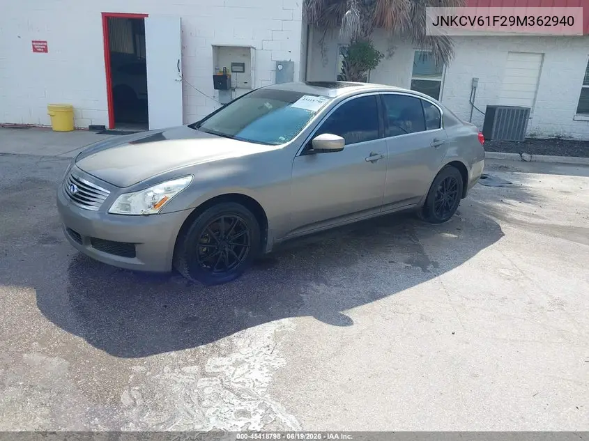 2009 Infiniti G37X VIN: JNKCV61F29M362940 Lot: 45418798