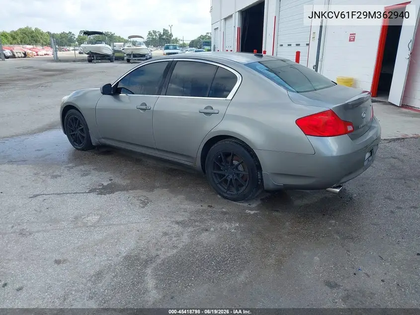 2009 Infiniti G37X VIN: JNKCV61F29M362940 Lot: 45418798