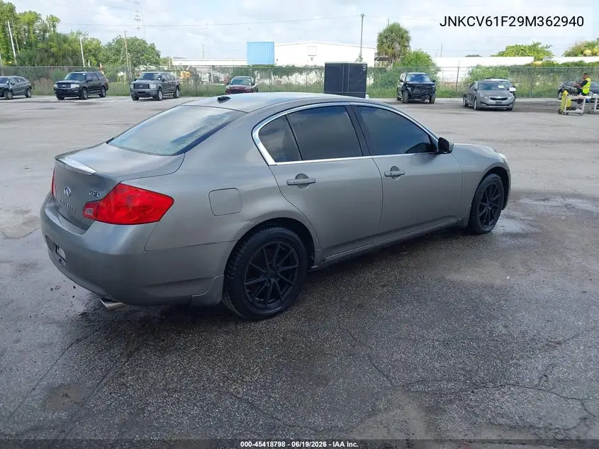 2009 Infiniti G37X VIN: JNKCV61F29M362940 Lot: 45418798