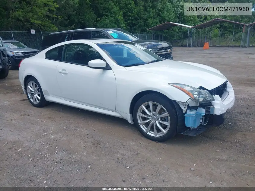 2012 Infiniti G37X VIN: JN1CV6EL0CM471960 Lot: 45345594