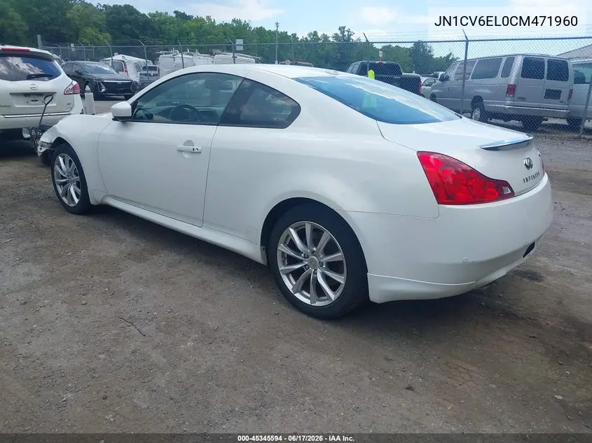 2012 Infiniti G37X VIN: JN1CV6EL0CM471960 Lot: 45345594