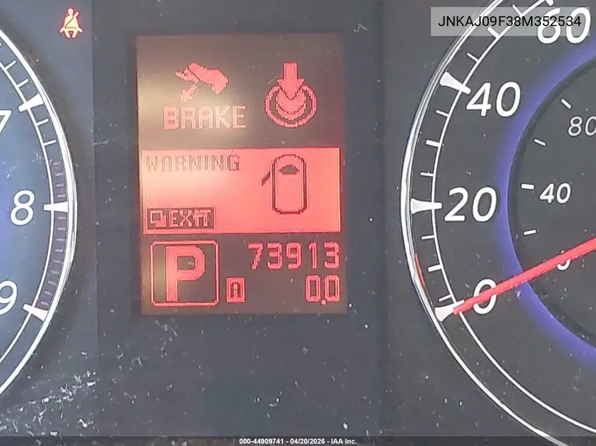 2008 Infiniti Ex35 Journey VIN: JNKAJ09F38M352534 Lot: 44909741