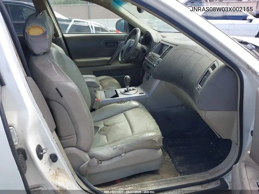 2003 Infiniti Fx35 VIN: JNRAS08W03X002155 Lot: 45221827