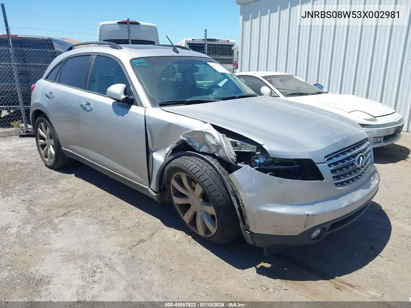 2003 Infiniti Fx45 VIN: JNRBS08W53X002981 Lot: 45557922