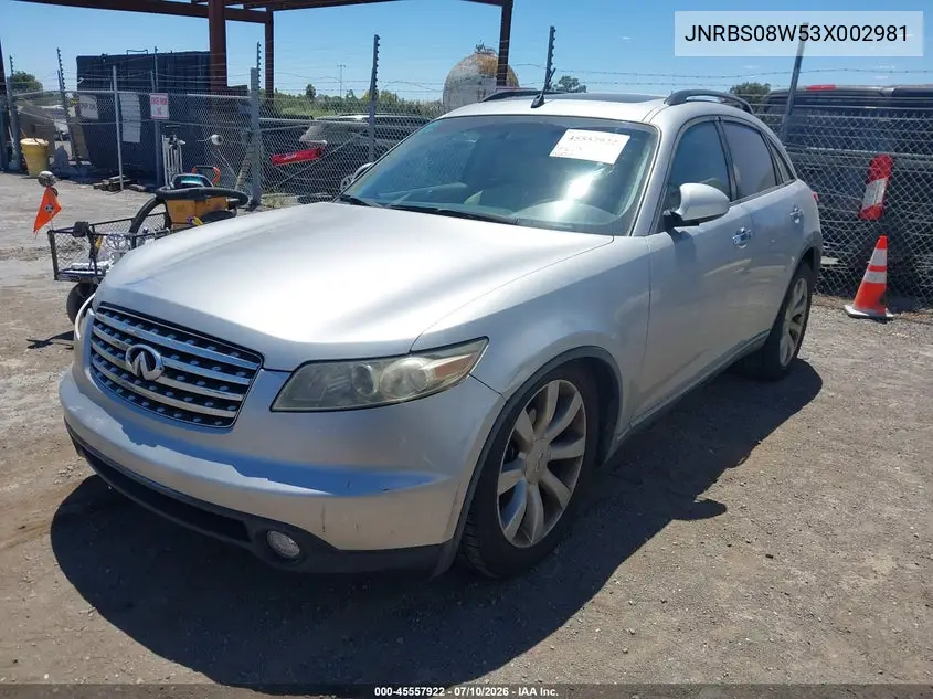 2003 Infiniti Fx45 VIN: JNRBS08W53X002981 Lot: 45557922