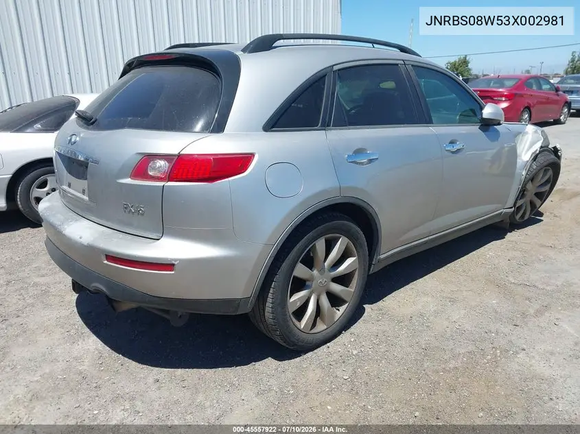 2003 Infiniti Fx45 VIN: JNRBS08W53X002981 Lot: 45557922