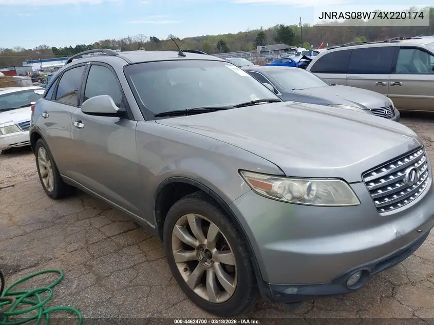 2004 Infiniti Fx35 VIN: JNRAS08W74X220174 Lot: 44624700
