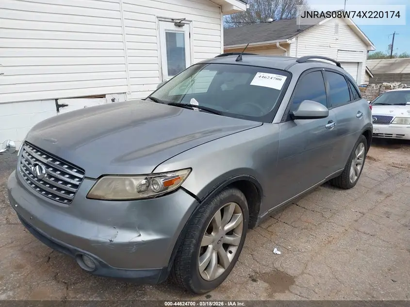 2004 Infiniti Fx35 VIN: JNRAS08W74X220174 Lot: 44624700