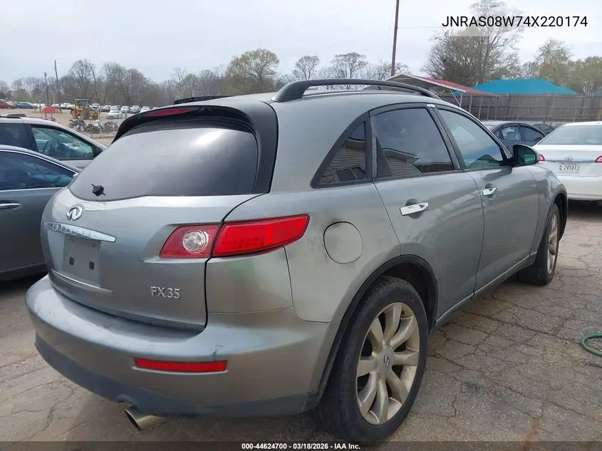 2004 Infiniti Fx35 VIN: JNRAS08W74X220174 Lot: 44624700