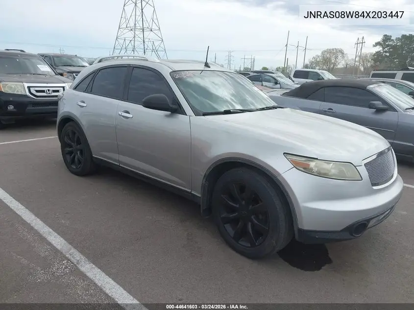2004 Infiniti Fx35 VIN: JNRAS08W84X203447 Lot: 44641603