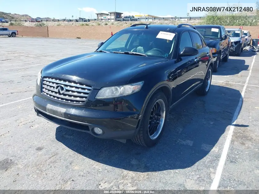 2004 Infiniti Fx35 VIN: JNRAS08W74X212480 Lot: 45060587