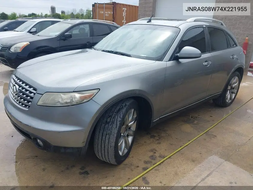 2004 Infiniti Fx35 VIN: JNRAS08W74X221955 Lot: 45166255