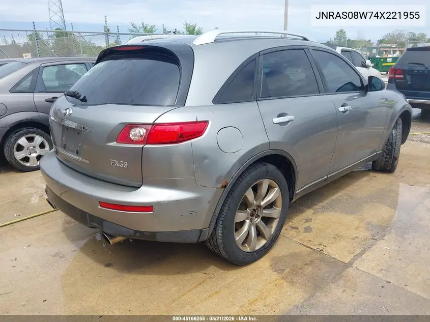 2004 Infiniti Fx35 VIN: JNRAS08W74X221955 Lot: 45166255