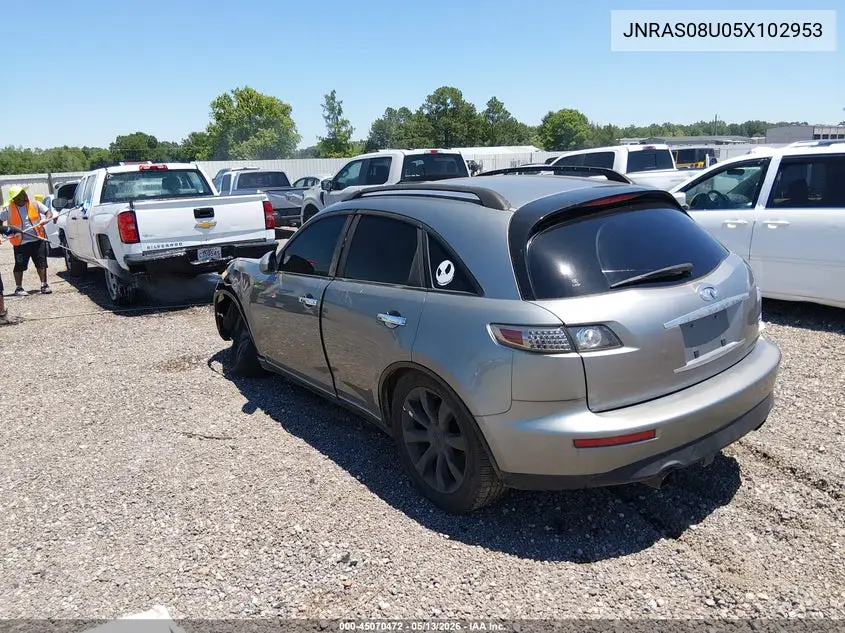 2005 Infiniti Fx35 VIN: JNRAS08U05X102953 Lot: 45070472