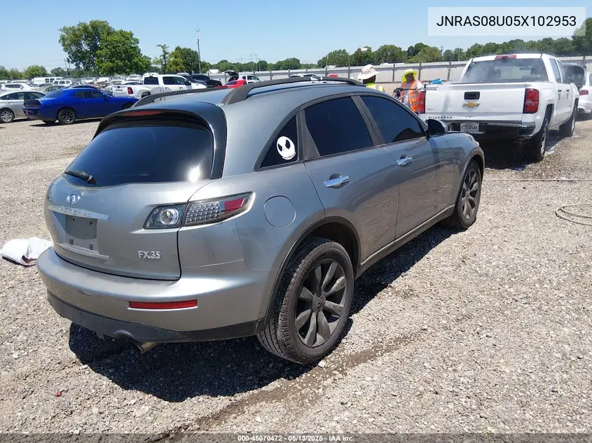 2005 Infiniti Fx35 VIN: JNRAS08U05X102953 Lot: 45070472