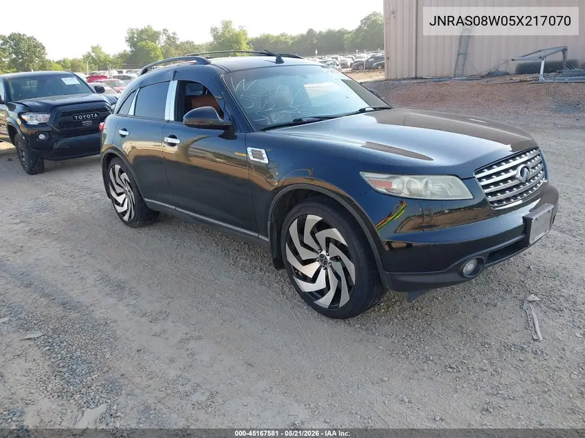 2005 Infiniti Fx35 VIN: JNRAS08W05X217070 Lot: 45167581