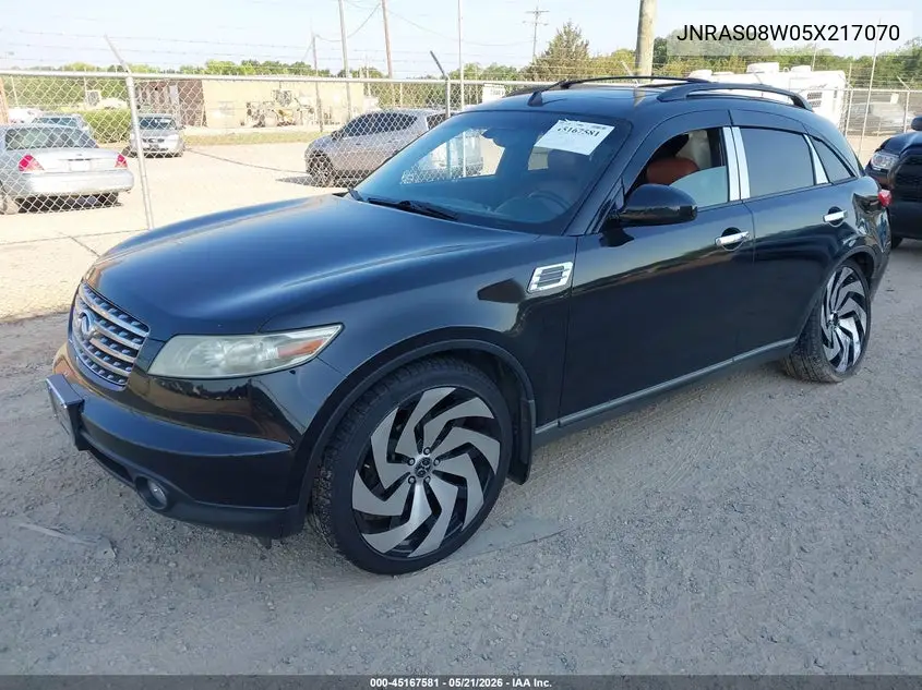 2005 Infiniti Fx35 VIN: JNRAS08W05X217070 Lot: 45167581