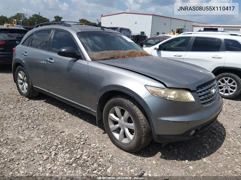 2005 Infiniti Fx35 VIN: JNRAS08U55X110417 Lot: 45236168