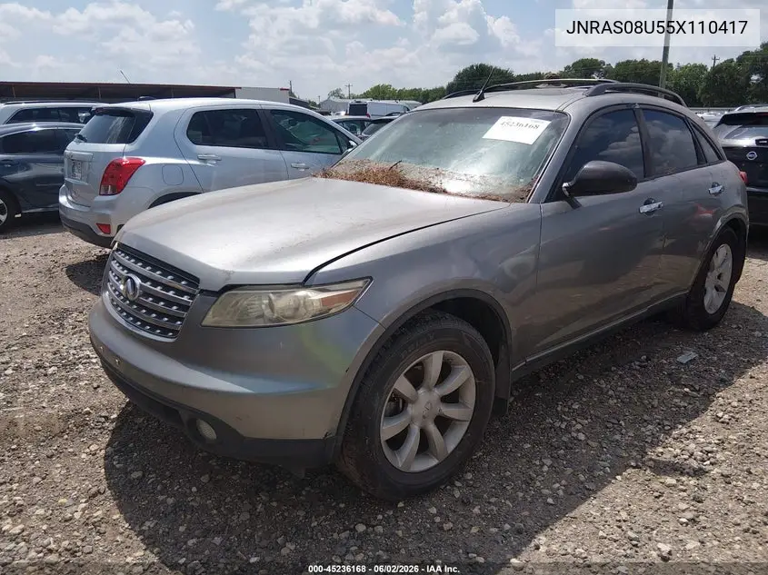 2005 Infiniti Fx35 VIN: JNRAS08U55X110417 Lot: 45236168