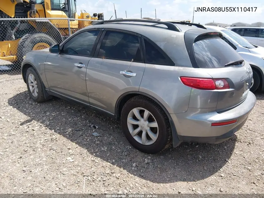 2005 Infiniti Fx35 VIN: JNRAS08U55X110417 Lot: 45236168