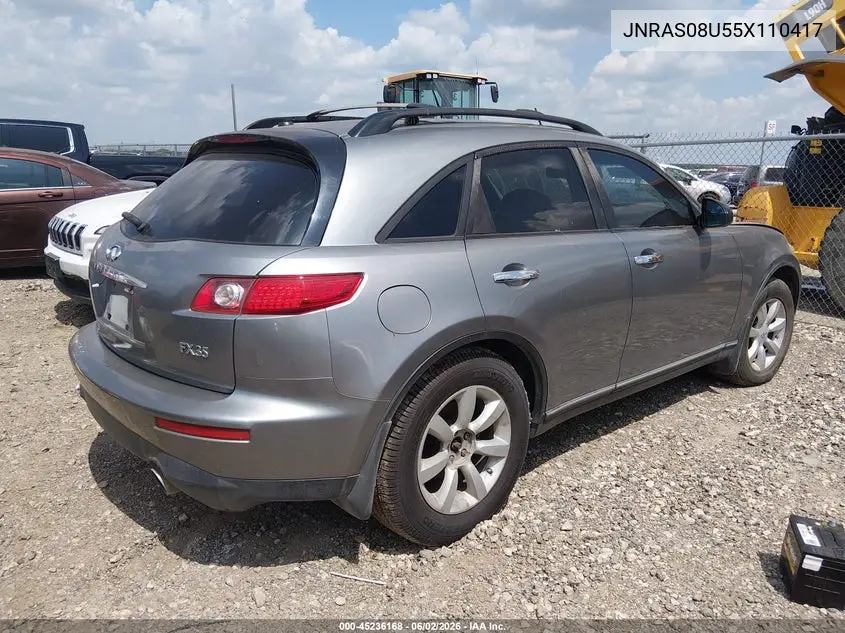 2005 Infiniti Fx35 VIN: JNRAS08U55X110417 Lot: 45236168