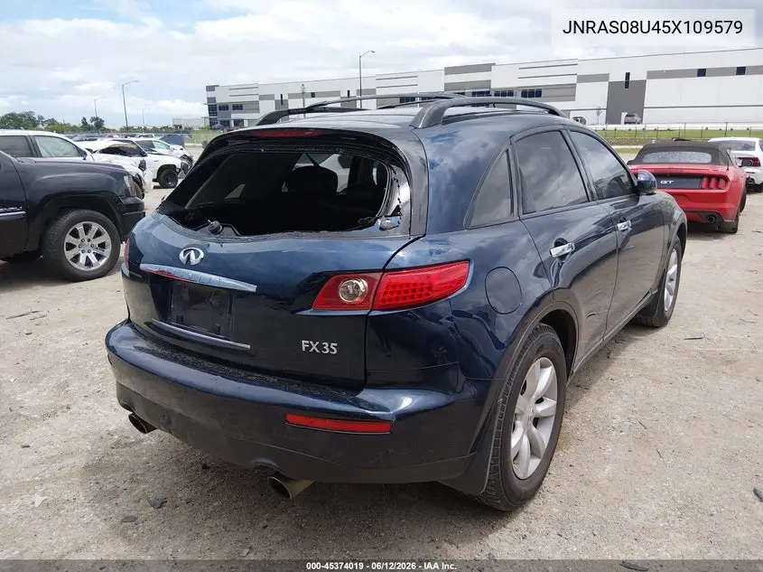 2005 Infiniti Fx35 VIN: JNRAS08U45X109579 Lot: 45374019