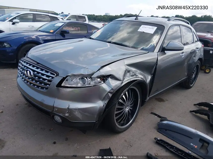 2005 Infiniti Fx35 VIN: JNRAS08W45X220330 Lot: 45477626