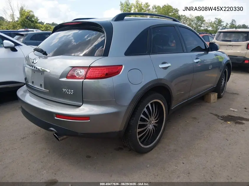 2005 Infiniti Fx35 VIN: JNRAS08W45X220330 Lot: 45477626