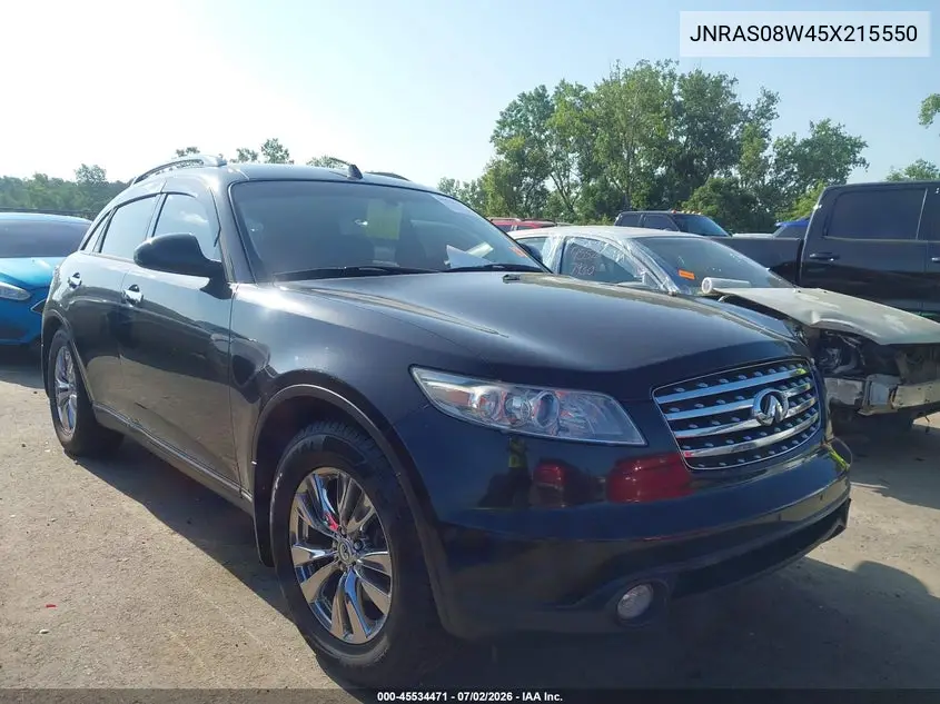 2005 Infiniti Fx35 VIN: JNRAS08W45X215550 Lot: 45534471