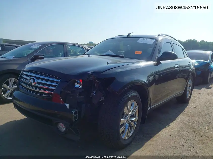 2005 Infiniti Fx35 VIN: JNRAS08W45X215550 Lot: 45534471