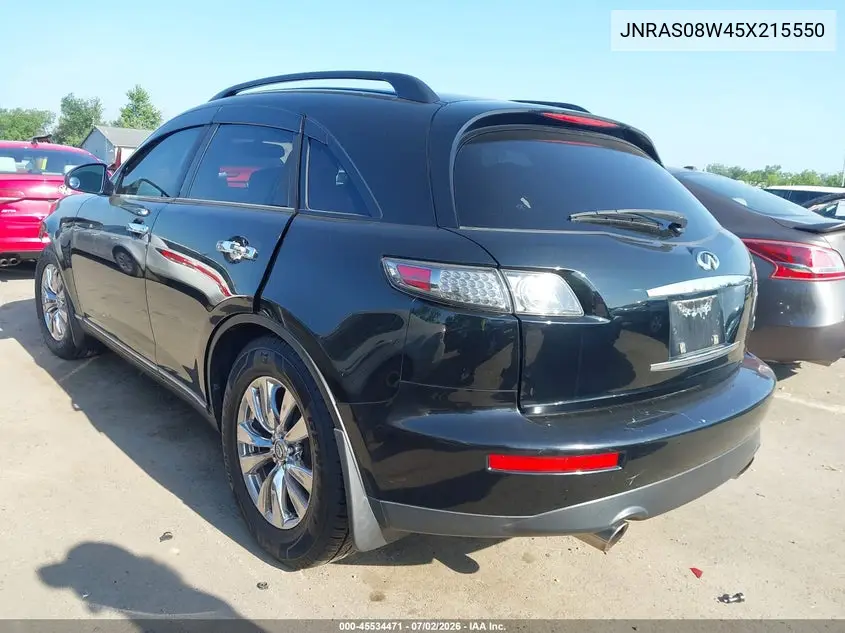 2005 Infiniti Fx35 VIN: JNRAS08W45X215550 Lot: 45534471
