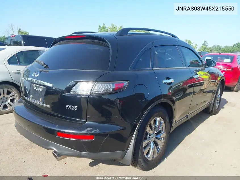 2005 Infiniti Fx35 VIN: JNRAS08W45X215550 Lot: 45534471