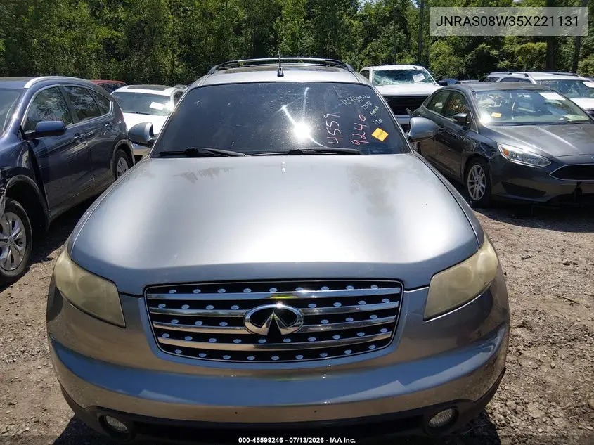 2005 Infiniti Fx35 VIN: JNRAS08W35X221131 Lot: 45599246