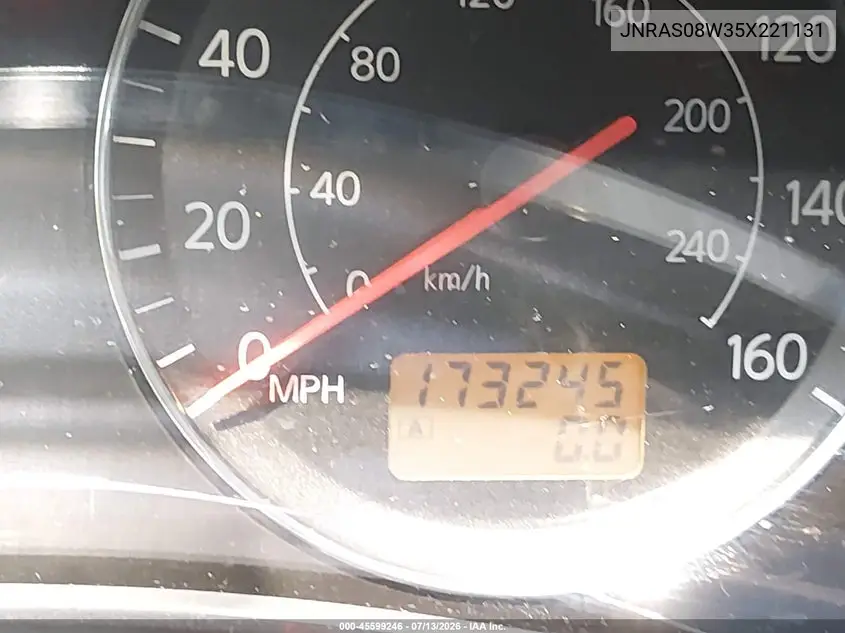 2005 Infiniti Fx35 VIN: JNRAS08W35X221131 Lot: 45599246