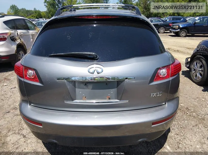 2005 Infiniti Fx35 VIN: JNRAS08W35X221131 Lot: 45599246