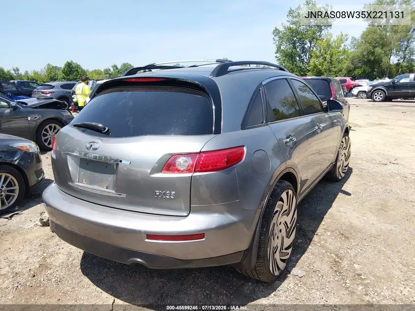 2005 Infiniti Fx35 VIN: JNRAS08W35X221131 Lot: 45599246