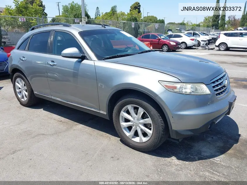 2006 Infiniti Fx35 VIN: JNRAS08WX6X203372 Lot: 45103252