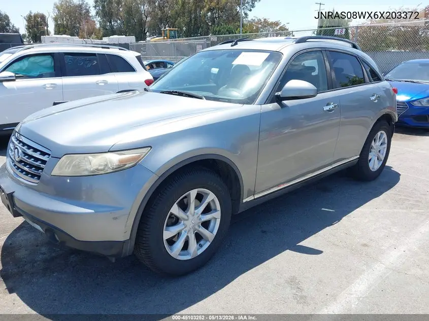 2006 Infiniti Fx35 VIN: JNRAS08WX6X203372 Lot: 45103252