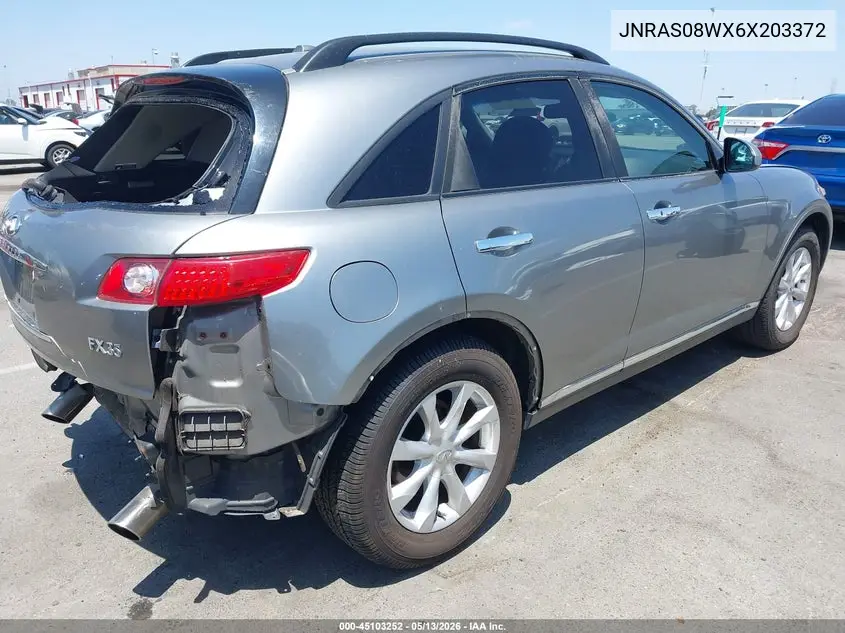 2006 Infiniti Fx35 VIN: JNRAS08WX6X203372 Lot: 45103252