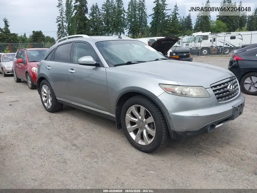 2006 Infiniti Fx35 VIN: JNRAS08W66X204048 Lot: 45266558