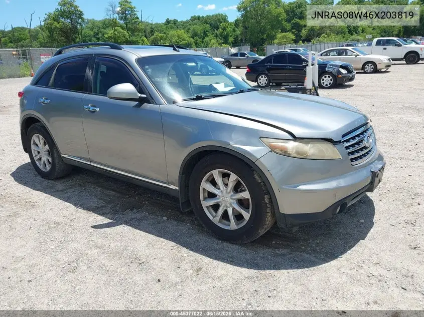 2006 Infiniti Fx35 VIN: JNRAS08W46X203819 Lot: 45377022