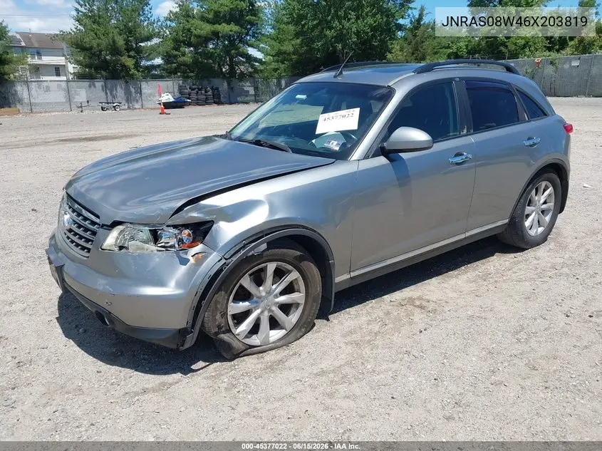2006 Infiniti Fx35 VIN: JNRAS08W46X203819 Lot: 45377022