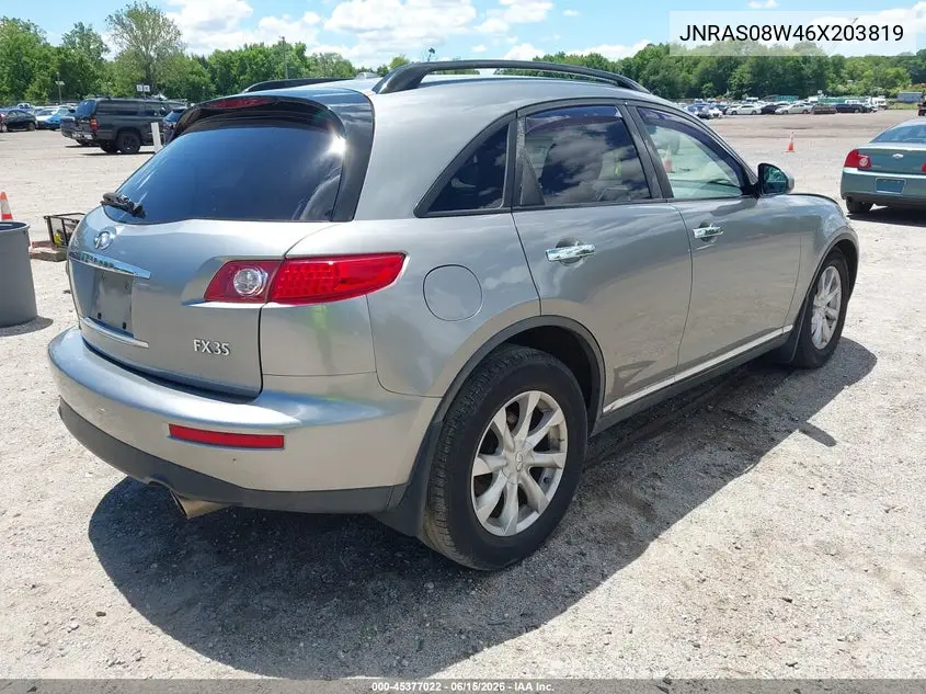 2006 Infiniti Fx35 VIN: JNRAS08W46X203819 Lot: 45377022