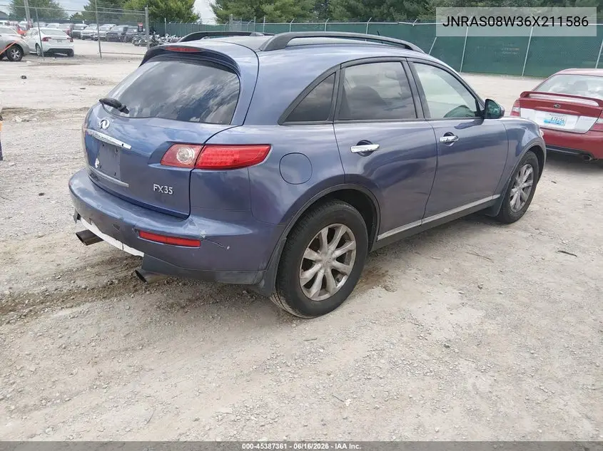 2006 Infiniti Fx35 VIN: JNRAS08W36X211586 Lot: 45387361